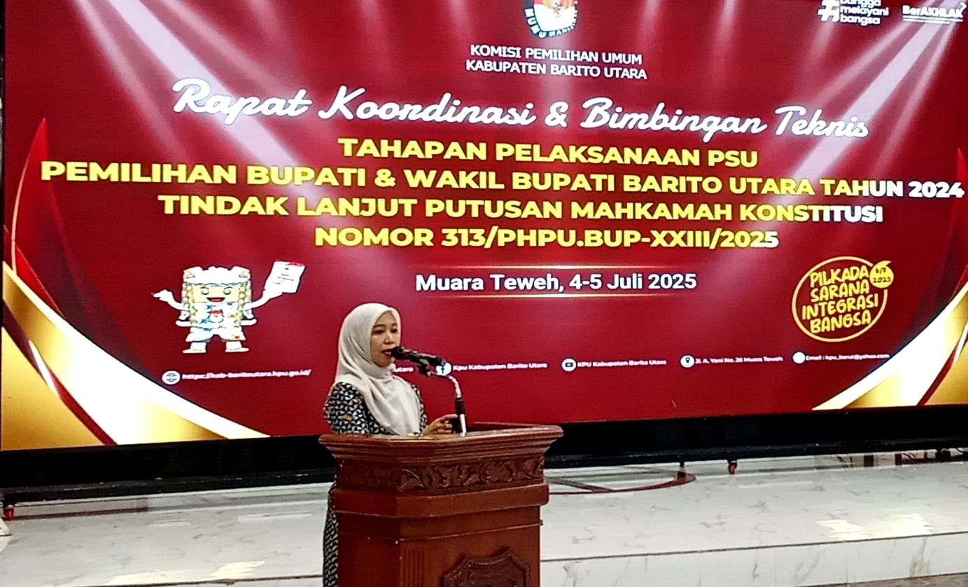 Untuk Mengetahui Progres Dan Kesiapan Dari Tahapan PSU, KPU Barito Utara Laksanakan Kegiatan Rakor Dan Bimtek Untuk Anggota PPK Dan PPS Sekabupaten Barito Utara