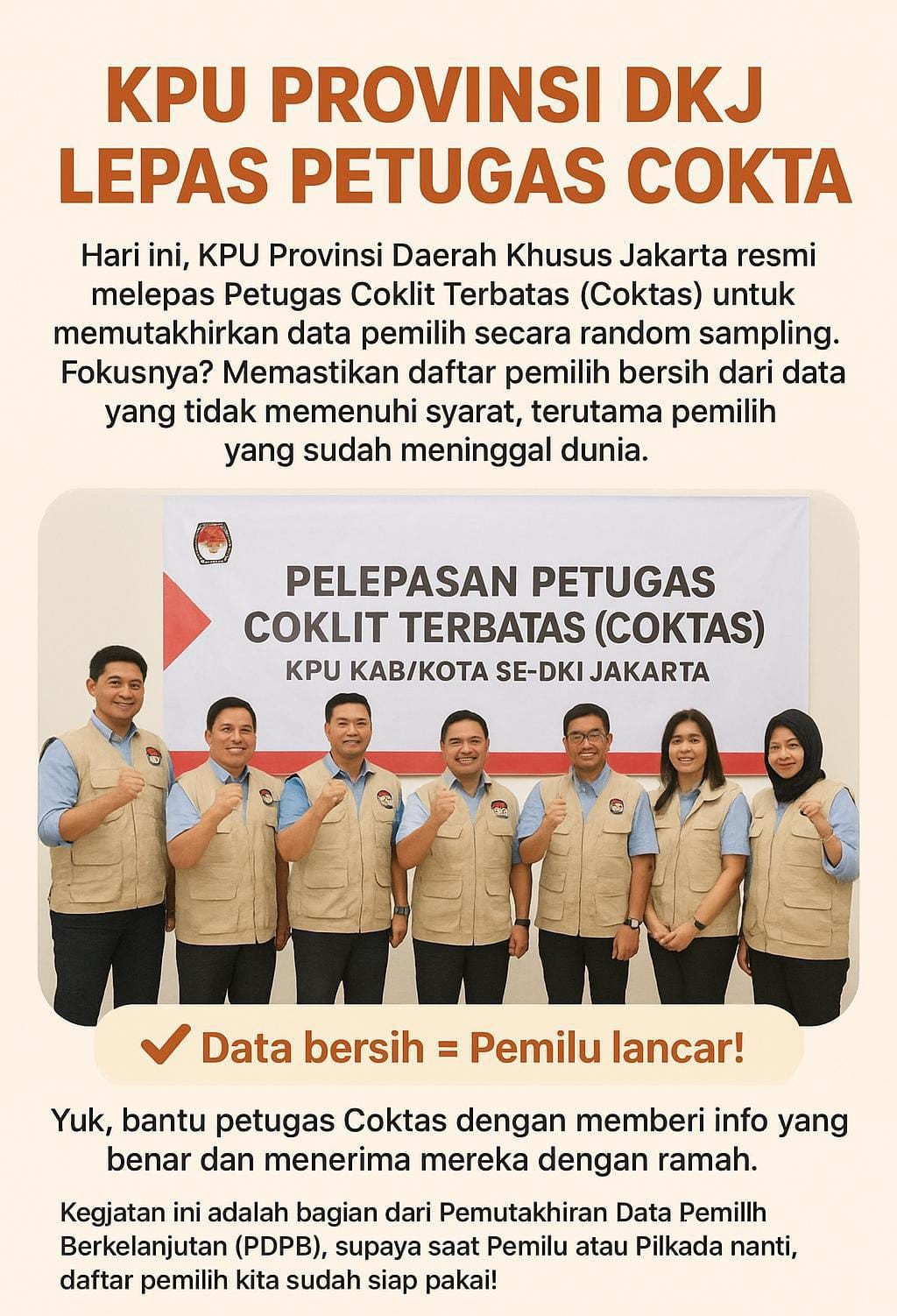 KPU Provinsi DKJ Lepas Petugas Coktas untuk Bersihkan Data Pemilih